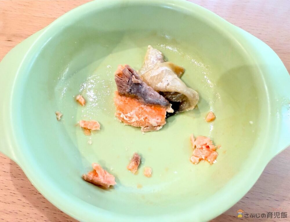 甘口醤油で仕上げた銀さけの食べ残し